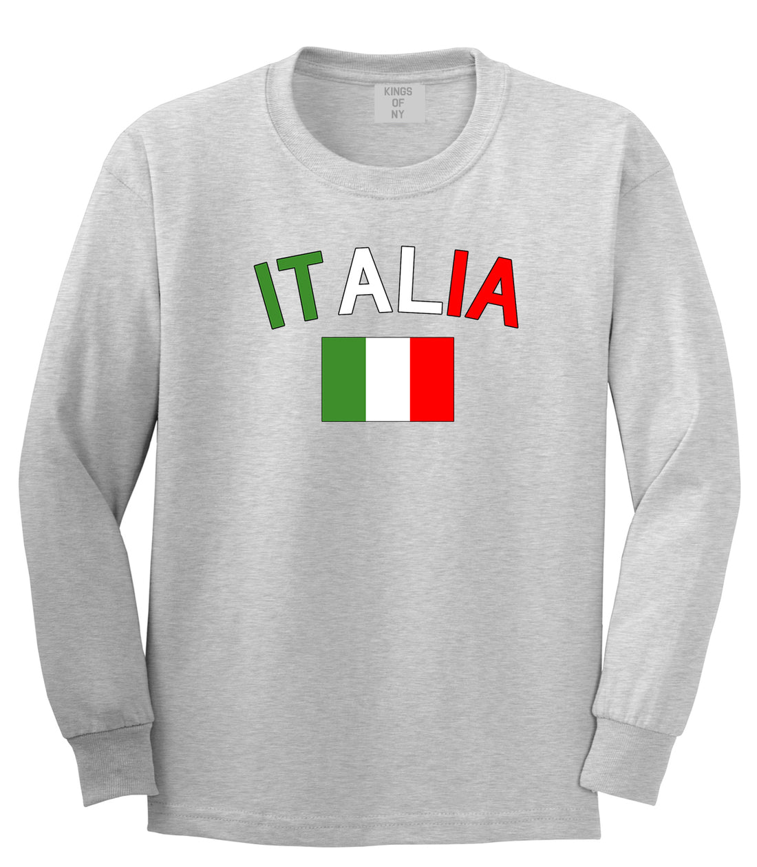 Italia With Flag Italy Futbol Mens Long Sleeve T-Shirt Grey