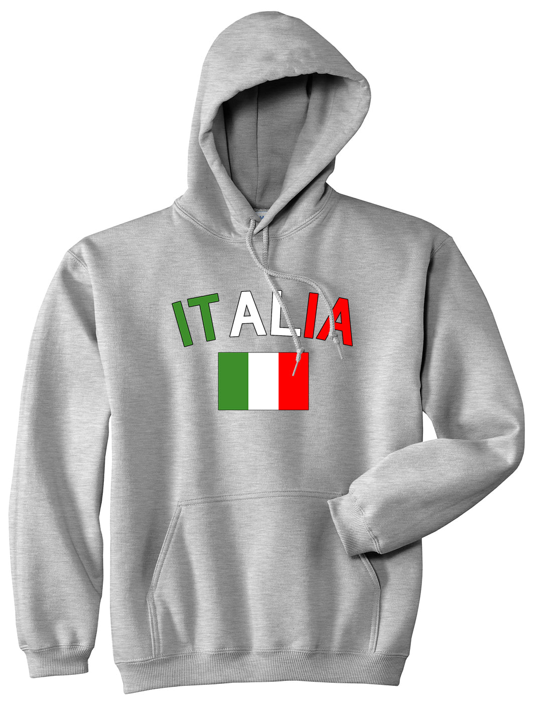 Italia With Flag Italy Futbol Mens Pullover Hoodie Grey
