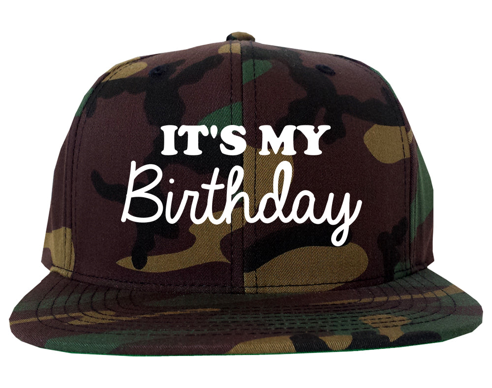 Its My Birthday Mens Snapback Hat Army Camo