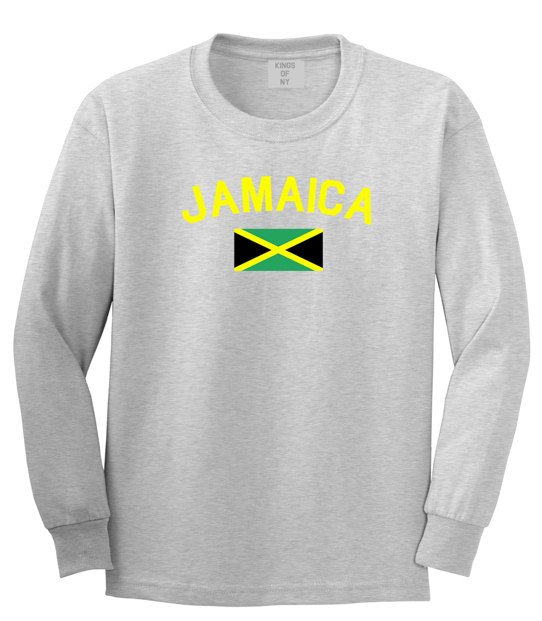 Jamaica With Jamaican Flag Mens Long Sleeve T-Shirt Grey