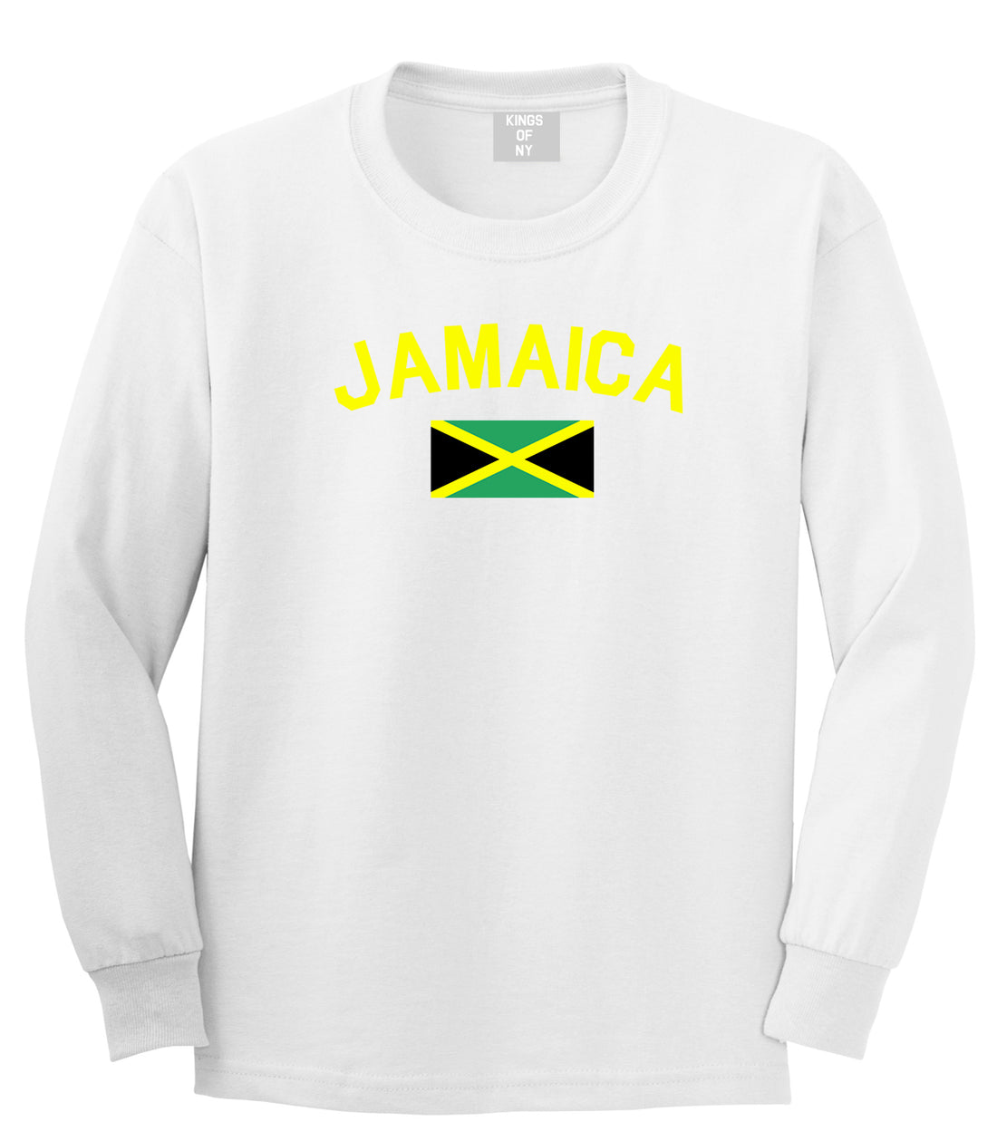 Jamaica With Jamaican Flag Mens Long Sleeve T-Shirt White