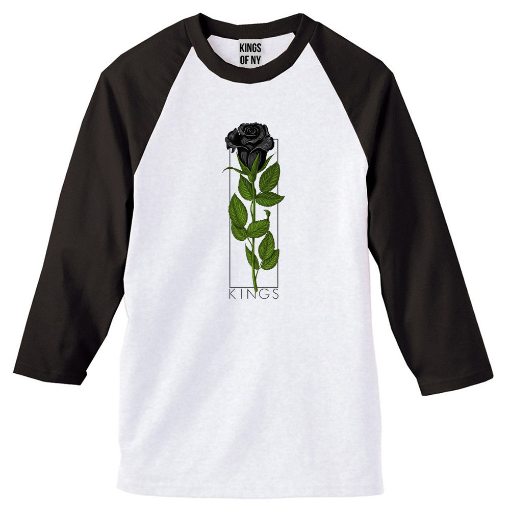 KINGS Black Roses 3/4 Sleeve Raglan T-Shirt in White
