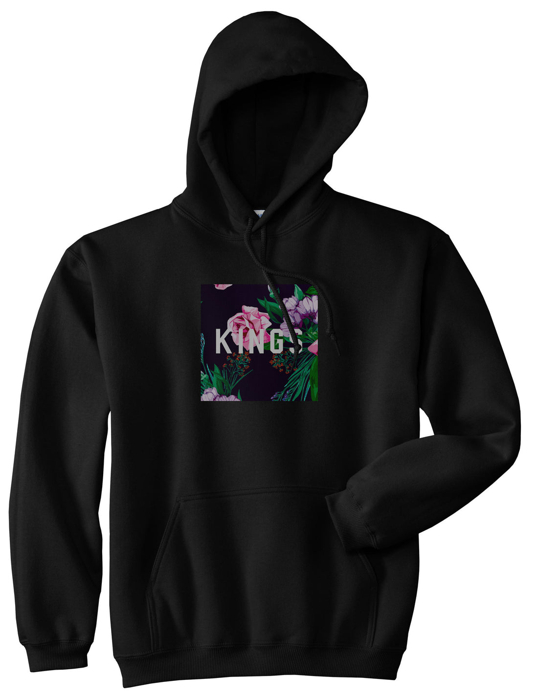 KINGS Floral Box Pullover Hoodie in Black