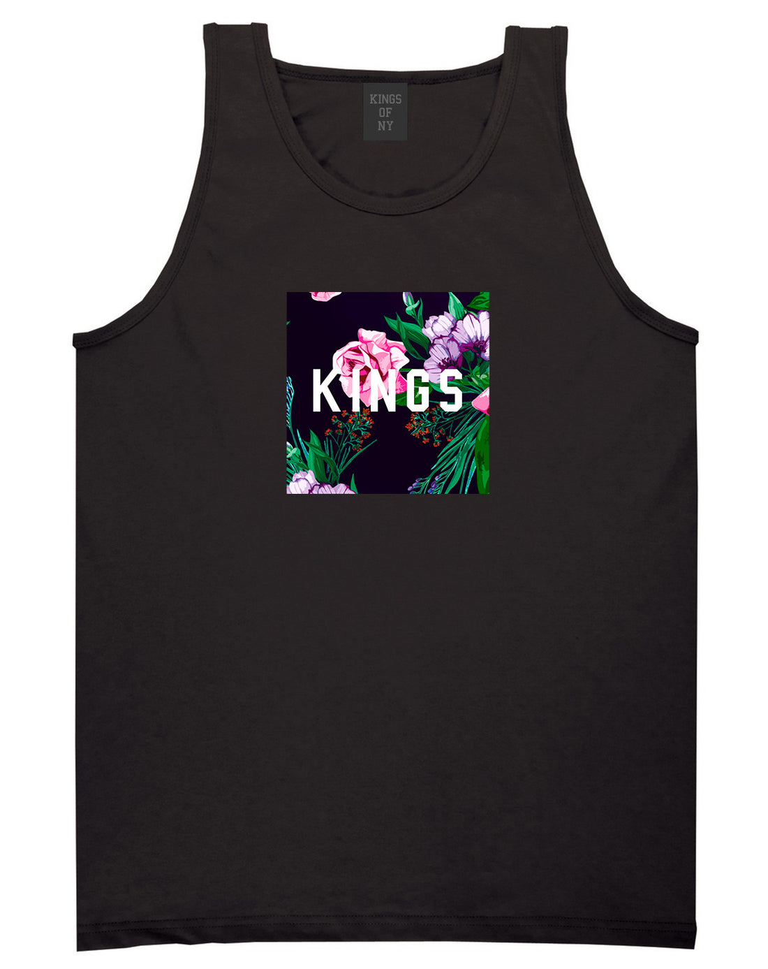 KINGS Floral Box Tank Top in Black