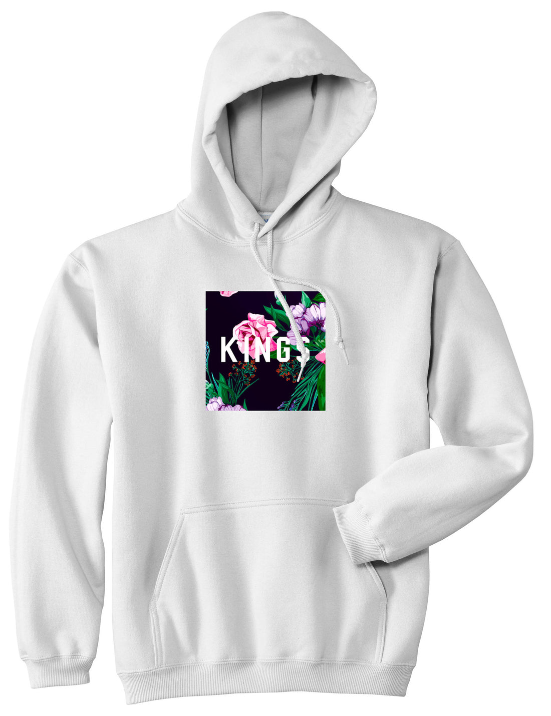 KINGS Floral Box Pullover Hoodie in White