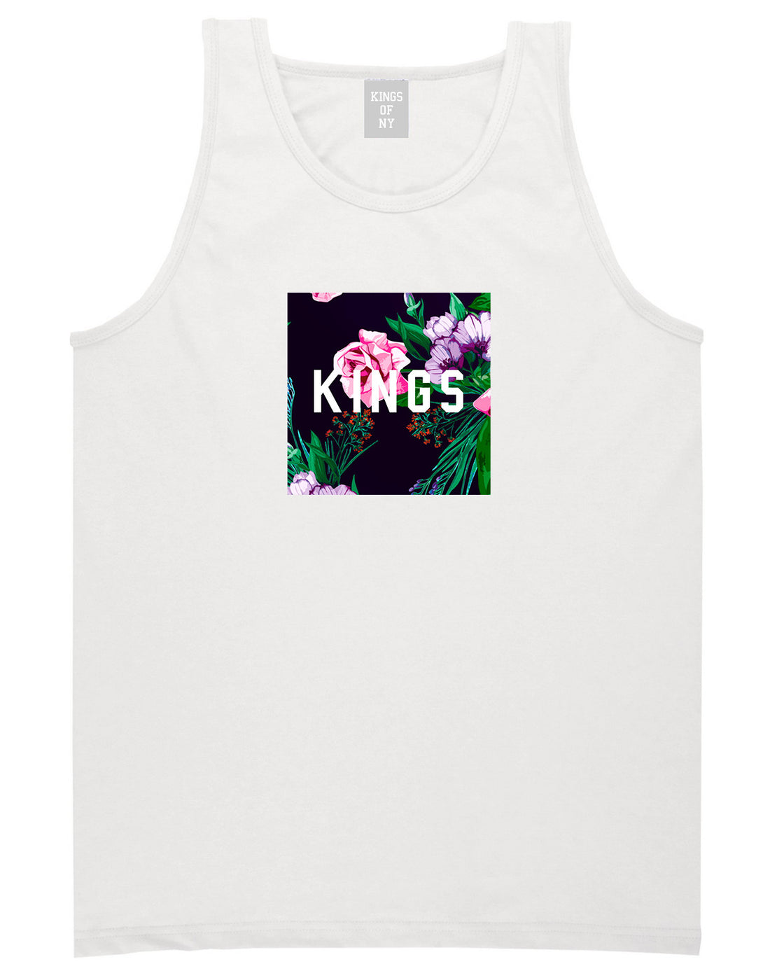 KINGS Floral Box Tank Top in White