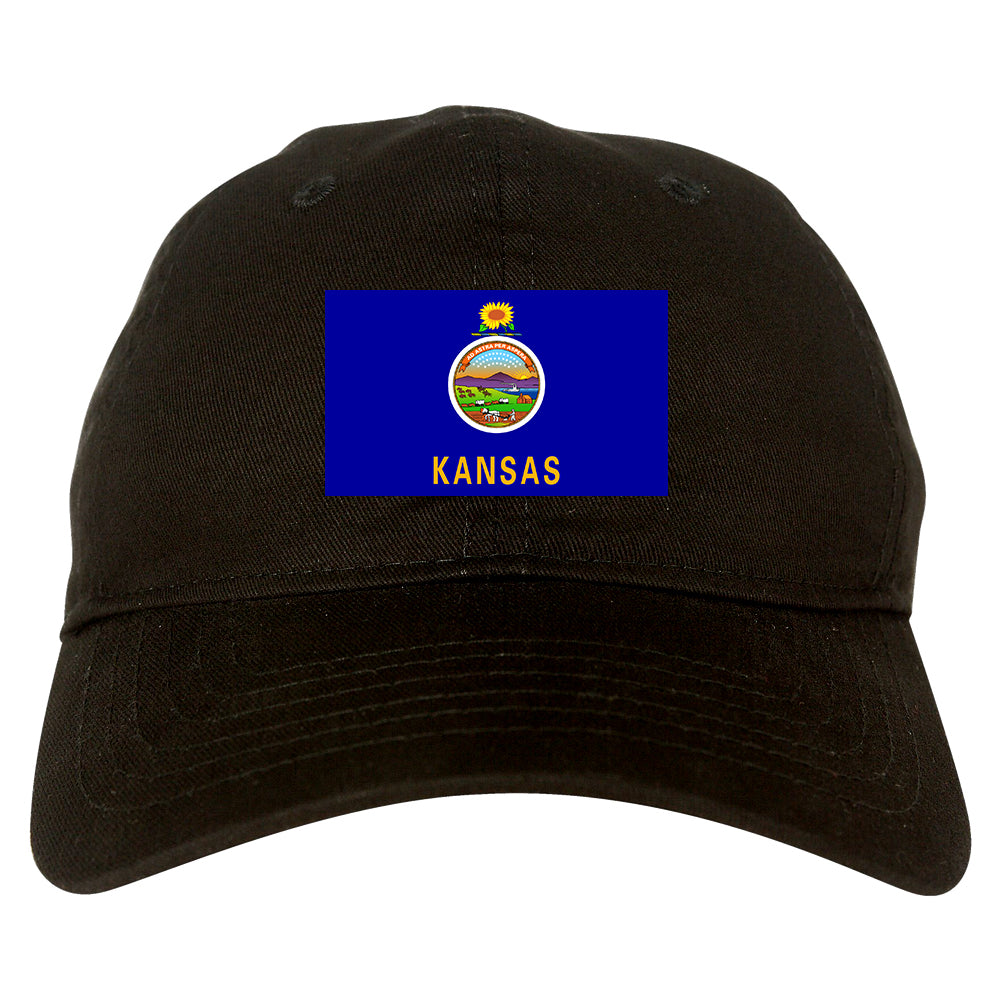 Kansas State Flag KS Chest Mens Dad Hat Black