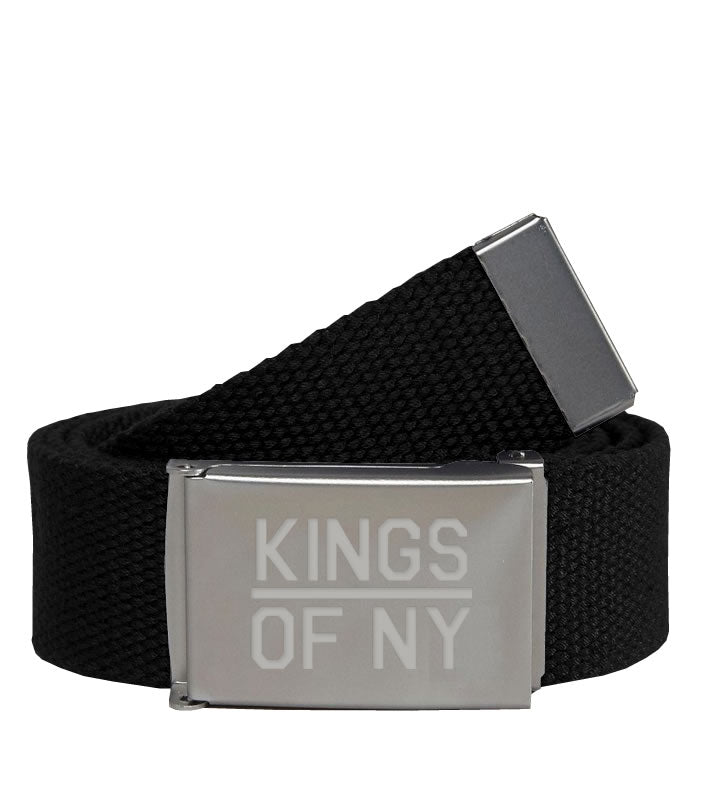 Kings Of NY Black Canvas Military Web Mens Belt