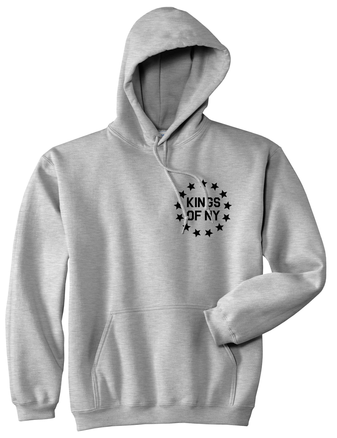 Kings Of NY Classic Stars Logo Chest Mens Pullover Hoodie Grey By Kings Of NY