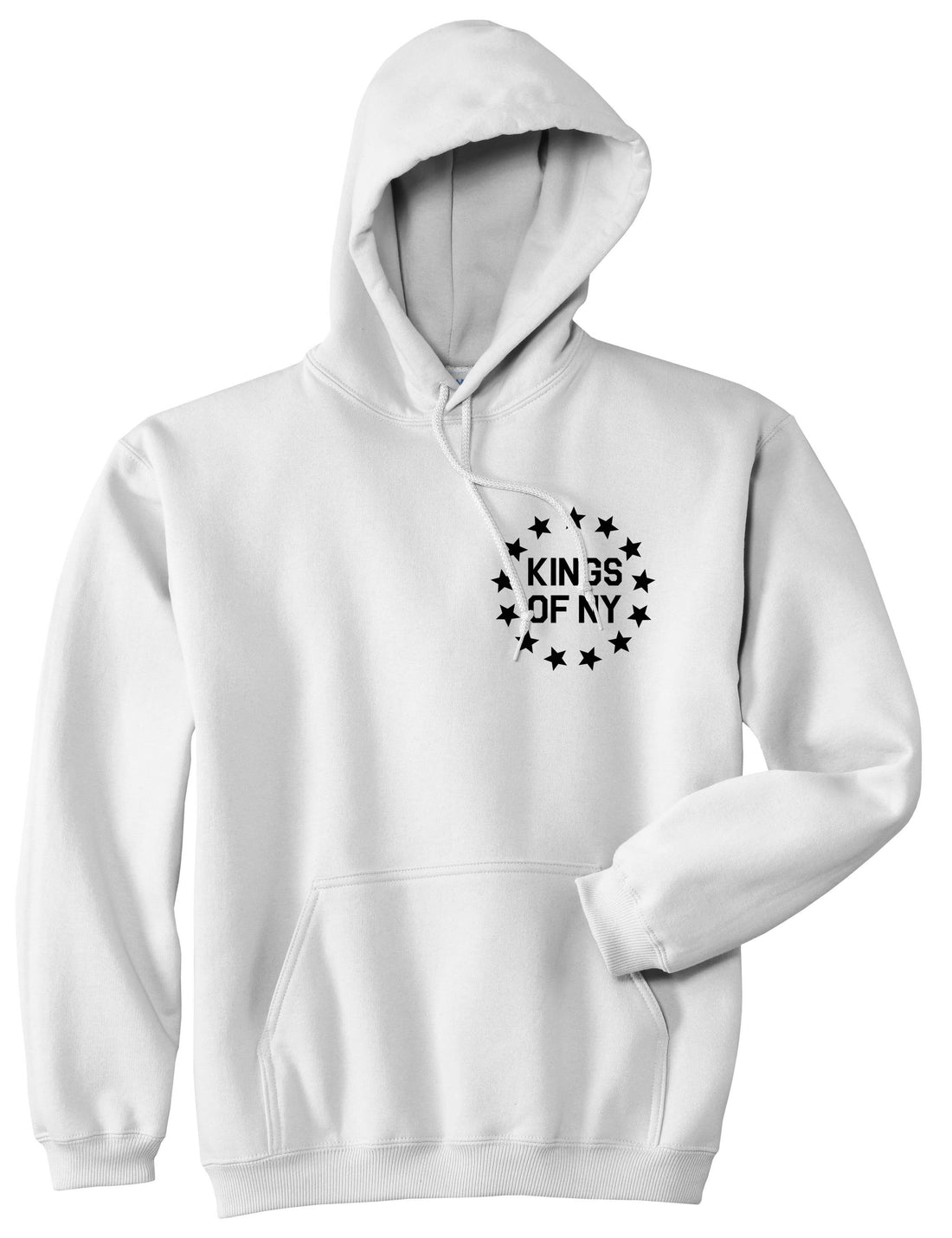 Kings Of NY Classic Stars Logo Chest Mens Pullover Hoodie White By Kings Of NY