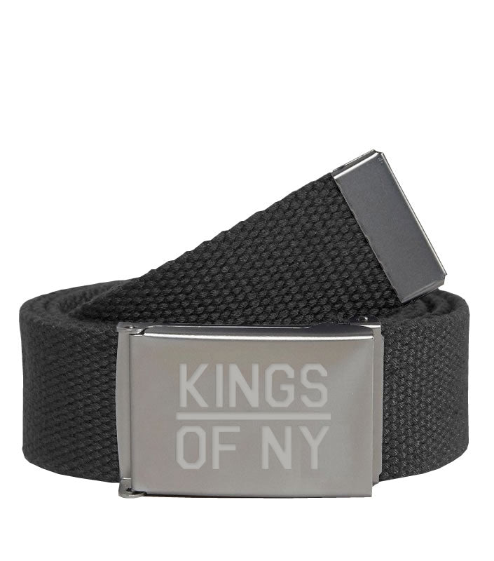 Kings Of NY Dark Grey Canvas Military Web Mens Belt