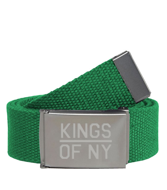 Kings Of NY Green Canvas Military Web Mens Belt