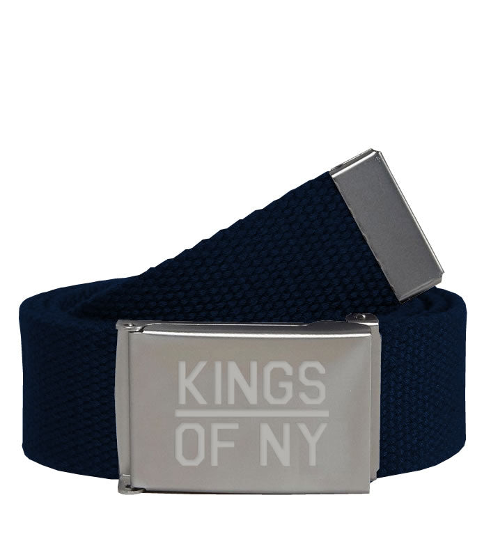Kings Of NY Navy Blue Canvas Military Web Mens Belt