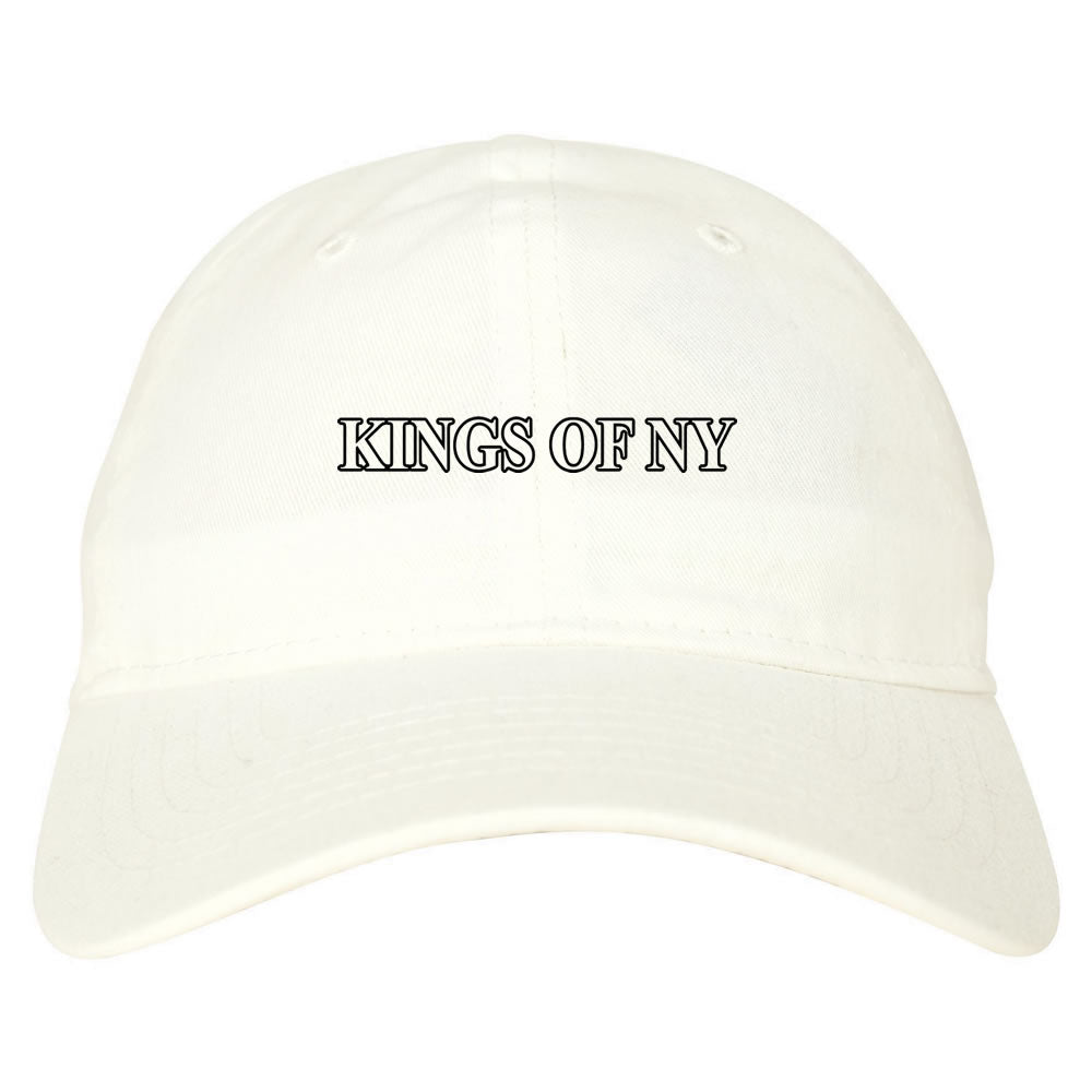 Kings Of NY Outline Classic Logo Mens Dad Hat Baseball Cap White