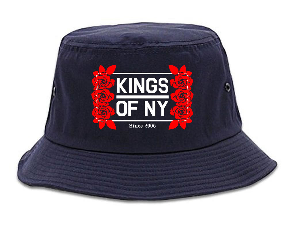 Kings Of NY Rose Vine Logo Bucket Hat Navy Blue by KINGS OF NY