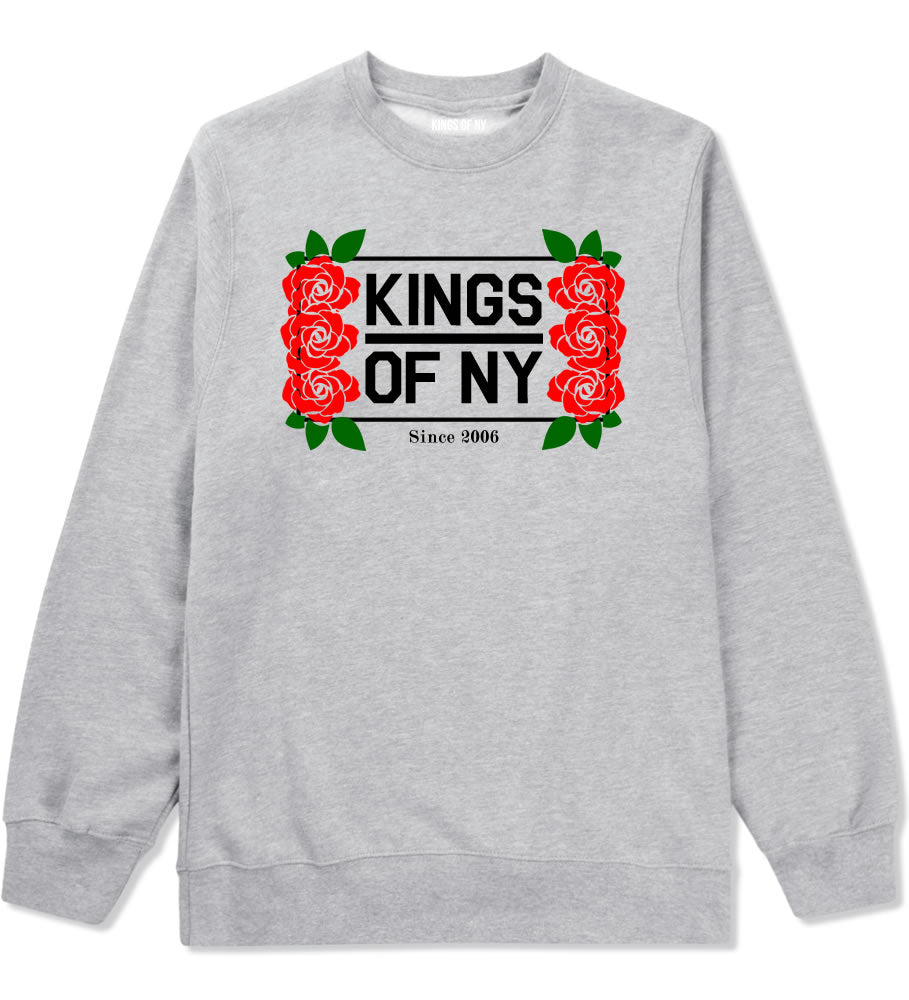 Kings Of NY Rose Vine Logo Mens Crewneck Sweatshirt Grey By Kings Of NY