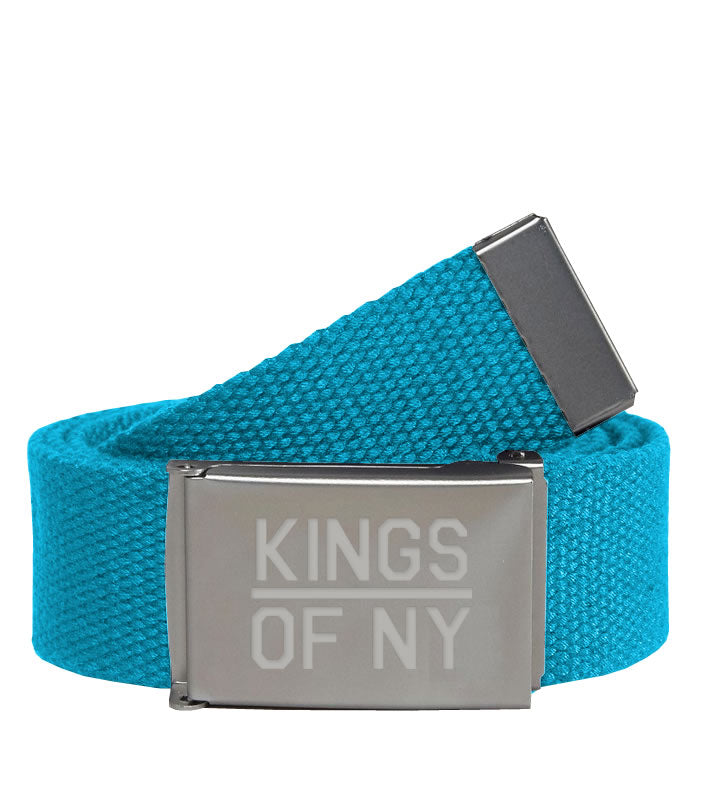 Kings Of NY Sky Blue Canvas Military Web Mens Belt