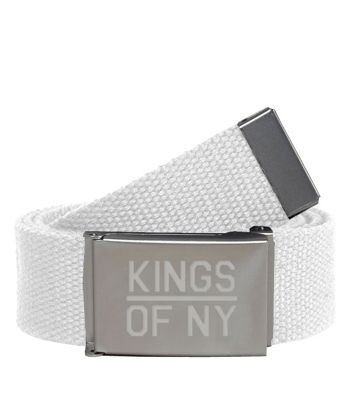 Kings Of NY White Canvas Military Web Mens Belt