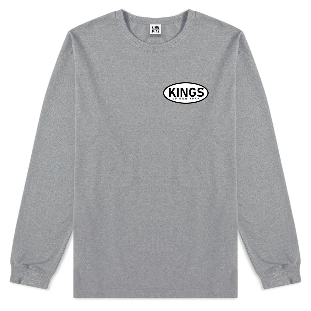 Kings Of New York Work Logo Mens Long Sleeve T-Shirt Grey