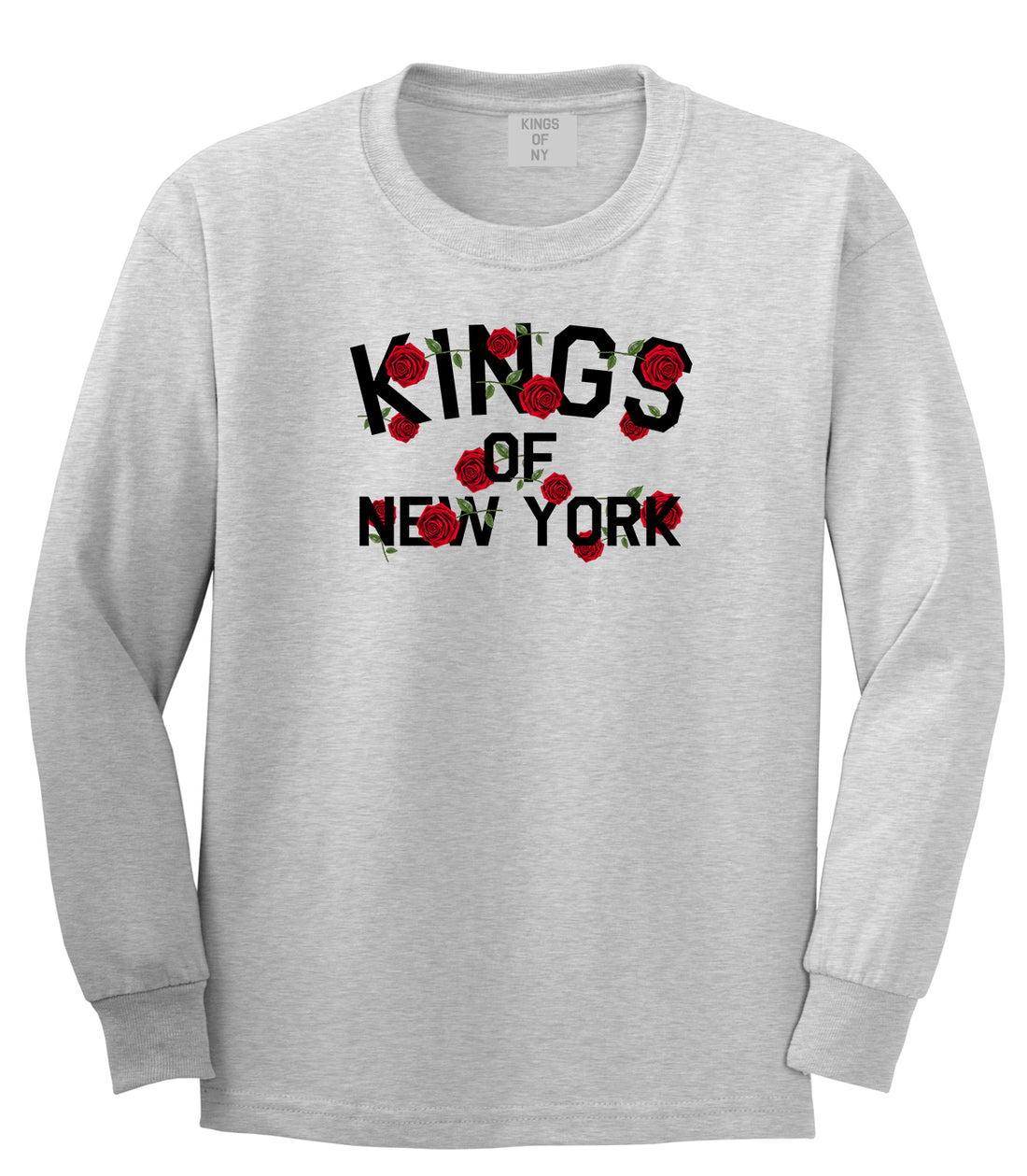 Kings Of New York Rose Garland Long Sleeve T-Shirt in Grey
