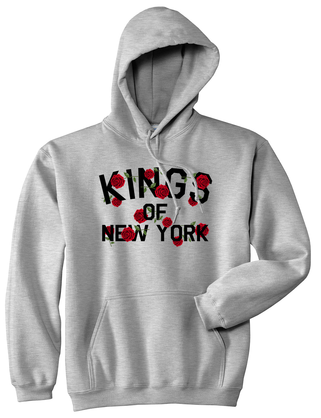 Kings Of New York Rose Garland Pullover Hoodie in Grey