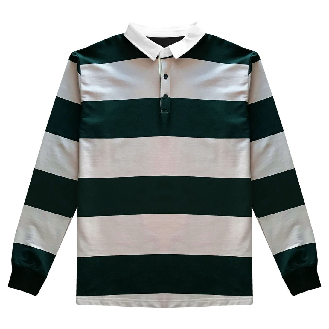 Pink and Green Comfortable Stretch Striped Mens Rugby Shirt