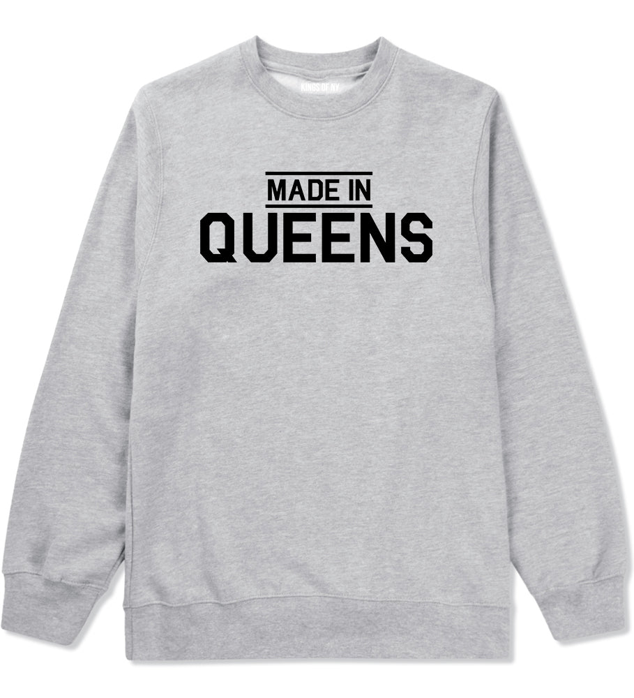 Made In Queens NY Mens Crewneck Sweatshirt Grey