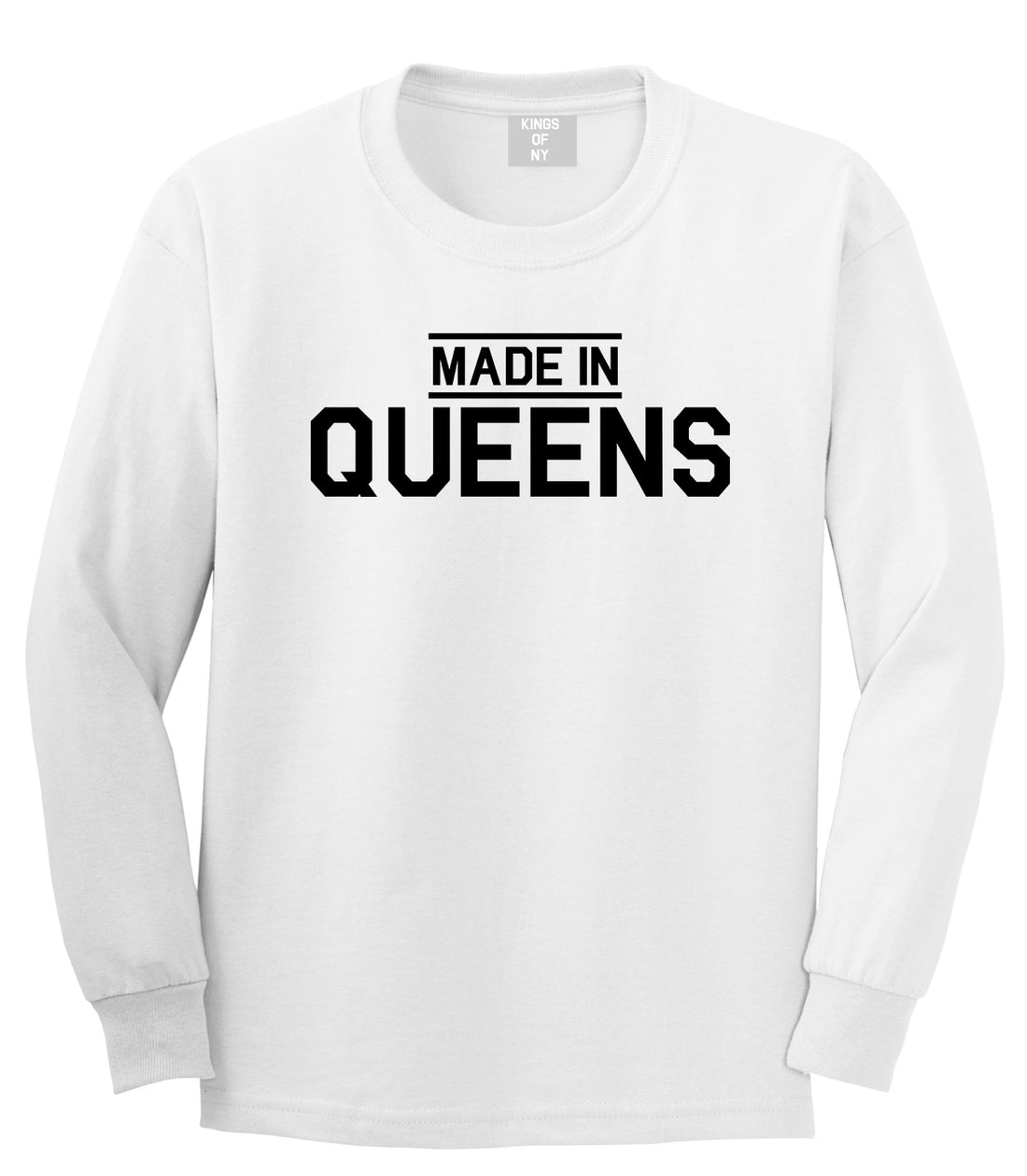 Made In Queens NY Mens Long Sleeve T-Shirt White