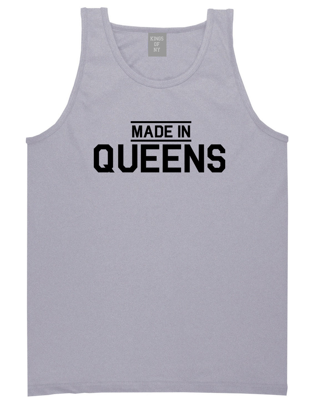 Made In Queens NY Mens Tank Top T-Shirt Grey