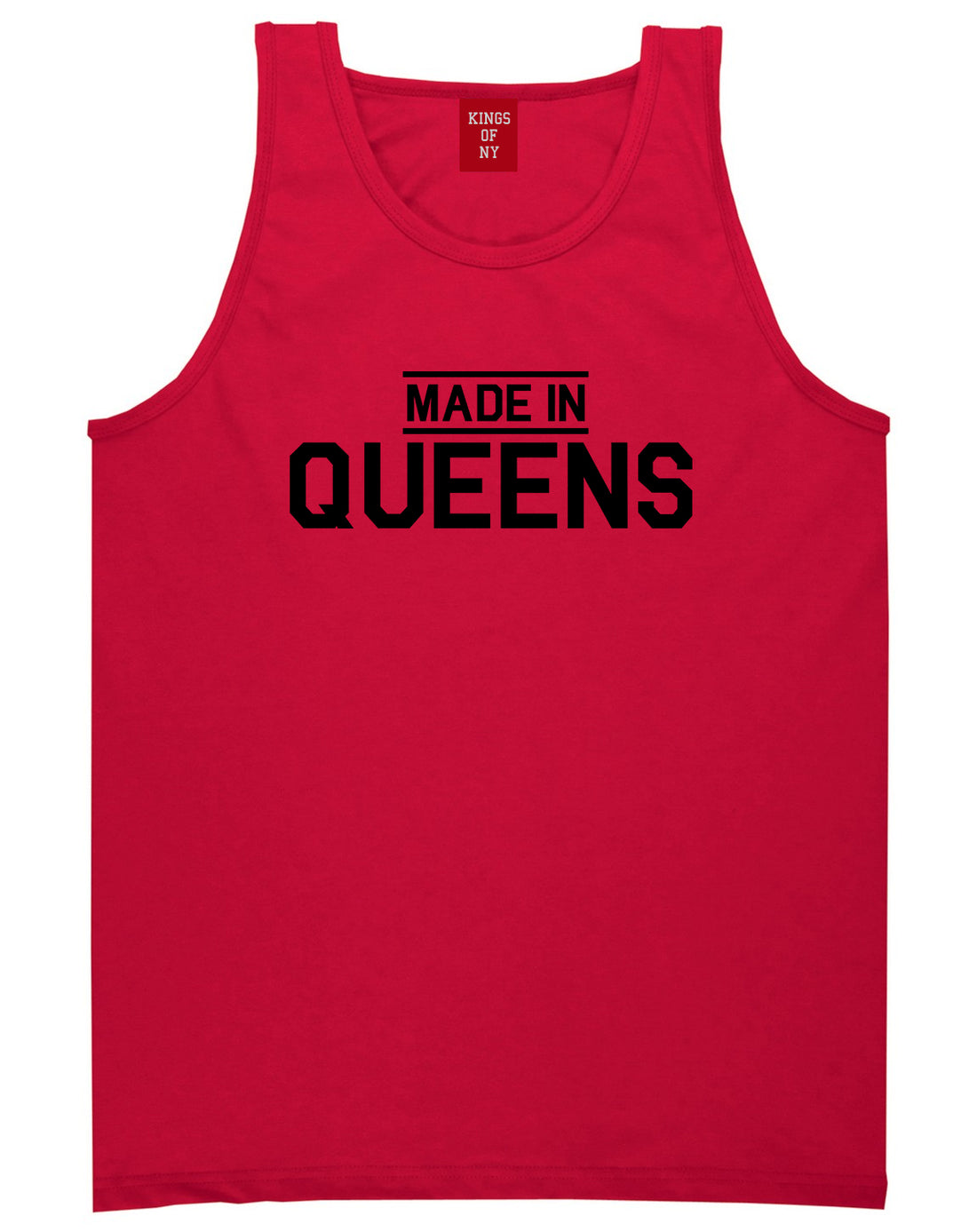 Made In Queens NY Mens Tank Top T-Shirt Red