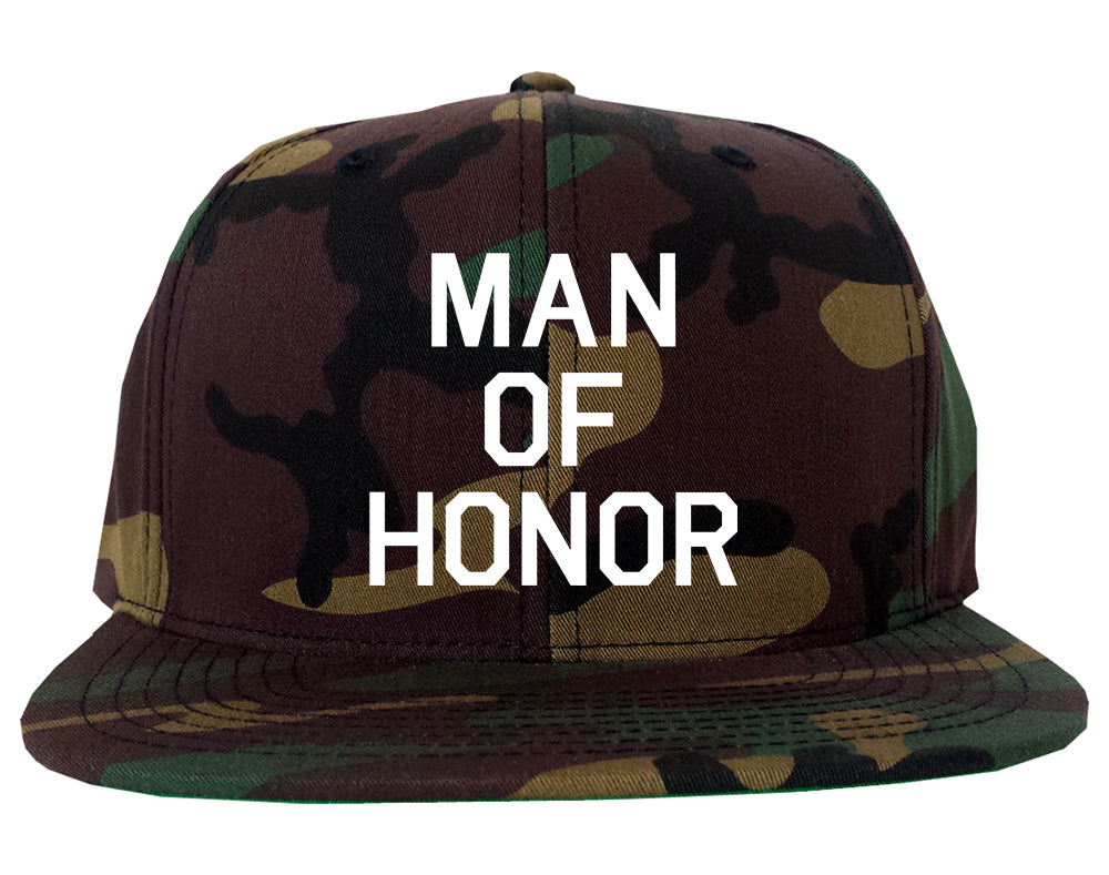 Man Of Honor Funny Bachelor Party Wedding Mens Snapback Hat Green Camo