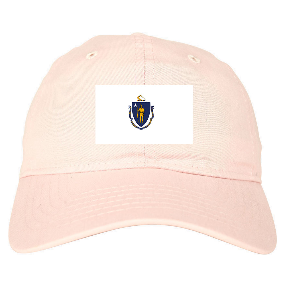 Massachusetts State Flag MA Chest Mens Dad Hat Pink