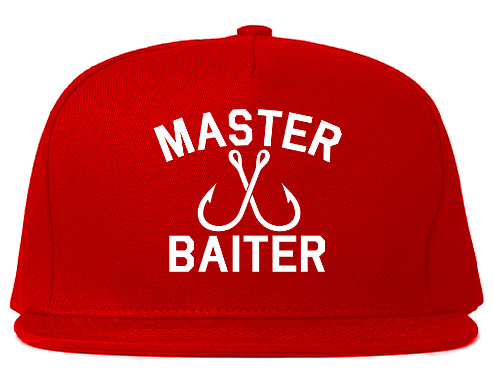 Master Baiter Fishing Hook Mens Snapback Hat Red
