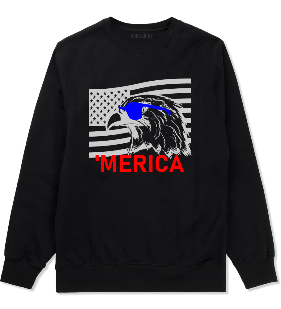 Merica Eagle Flag Funny Patriotic Mens Crewneck Sweatshirt Black