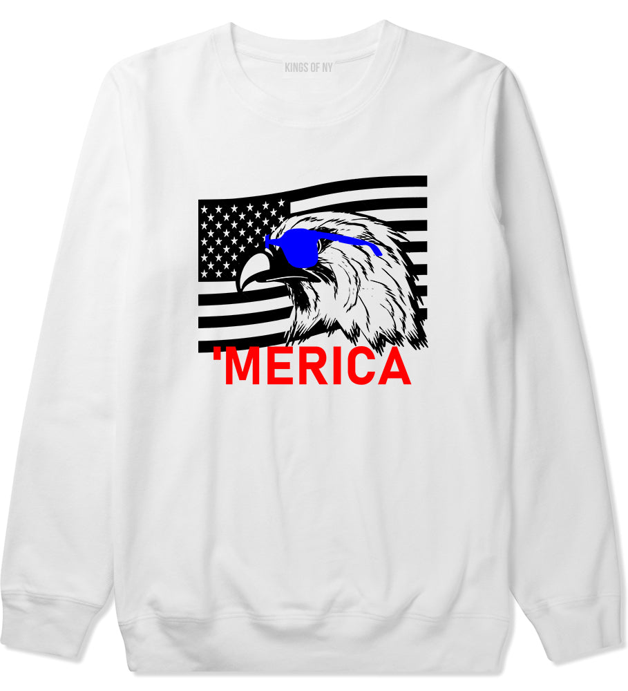 Merica Eagle Flag Funny Patriotic Mens Crewneck Sweatshirt White