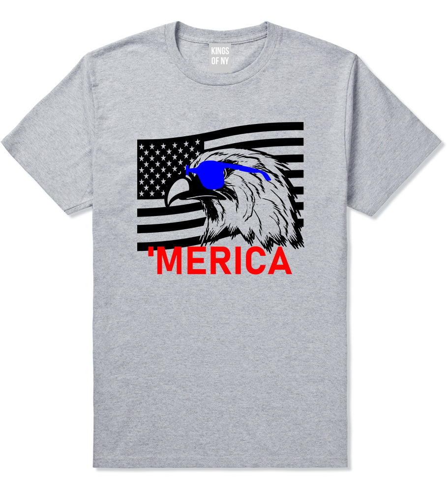 Merica Eagle Flag Funny Patriotic Mens T-Shirt Grey