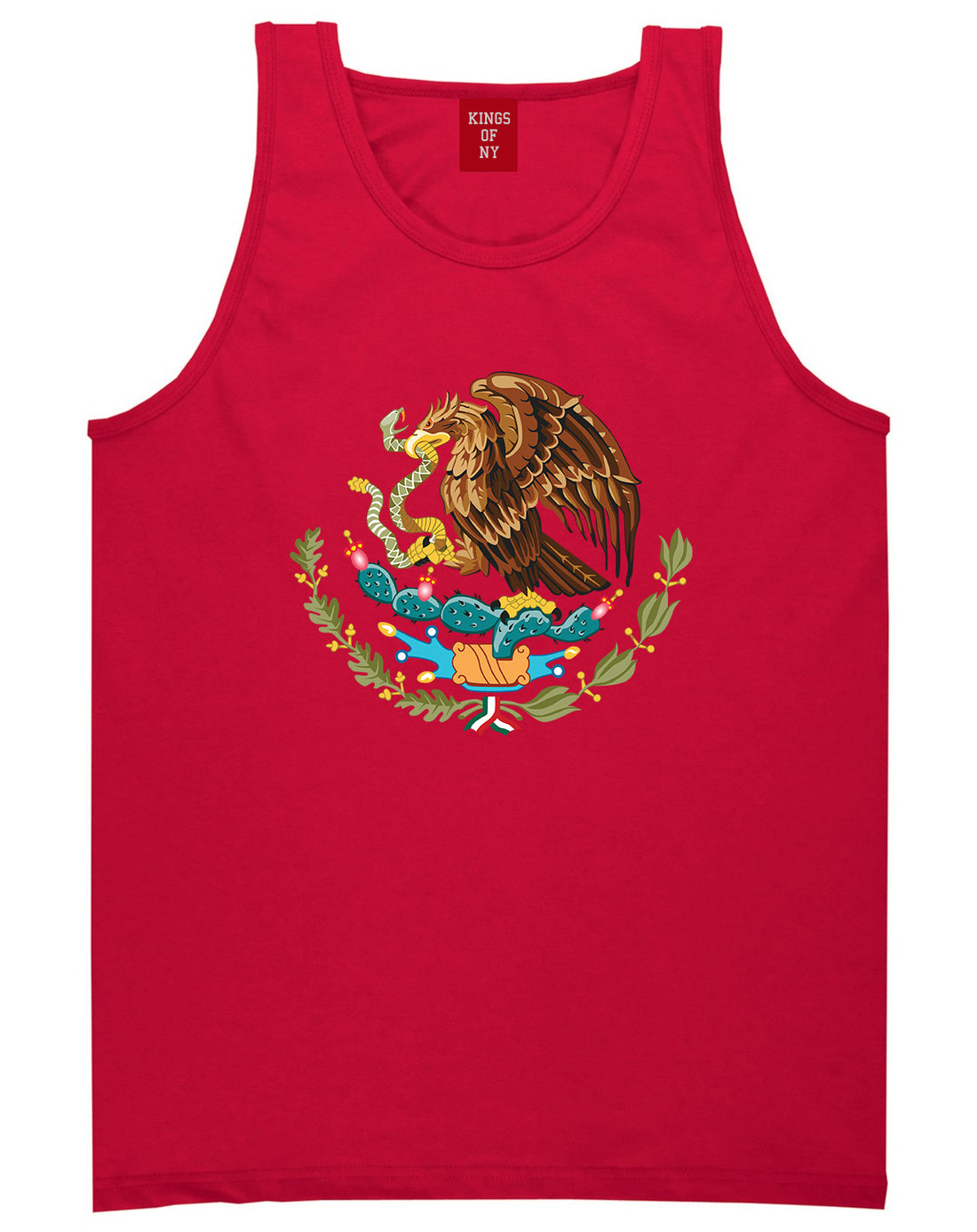 Mexican Color Coat Of Arms Mens Tank Top T-Shirt Red