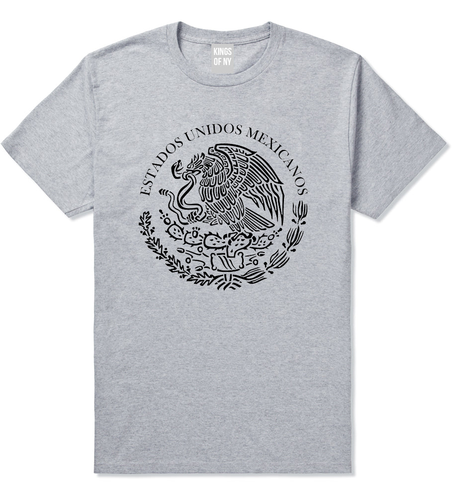 Mexico Coat Of Arms Black White Mens T-Shirt Grey