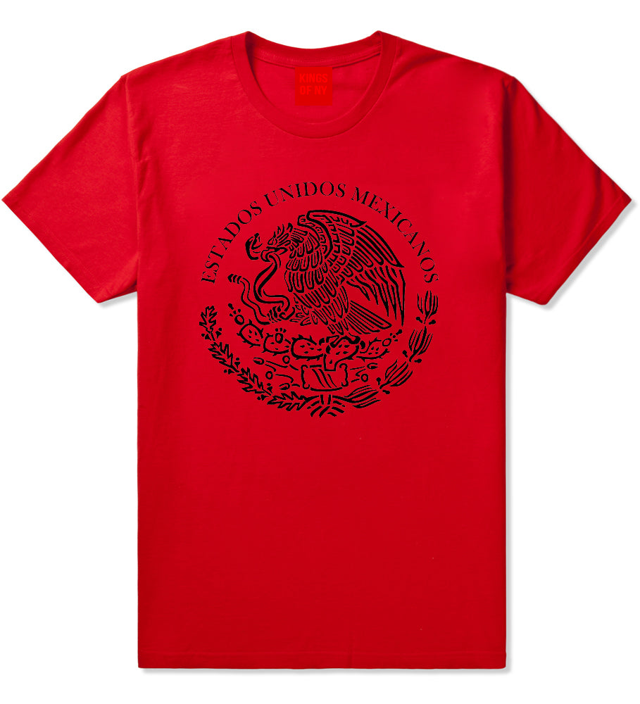 Mexico Coat Of Arms Black White Mens T-Shirt Red