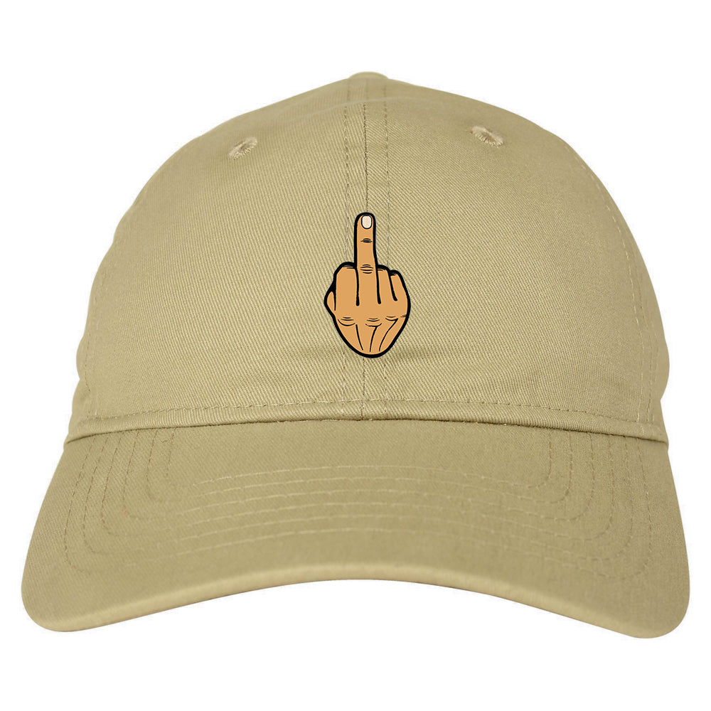 Middle Finger Funny Chest Mens Dad Hat Tan