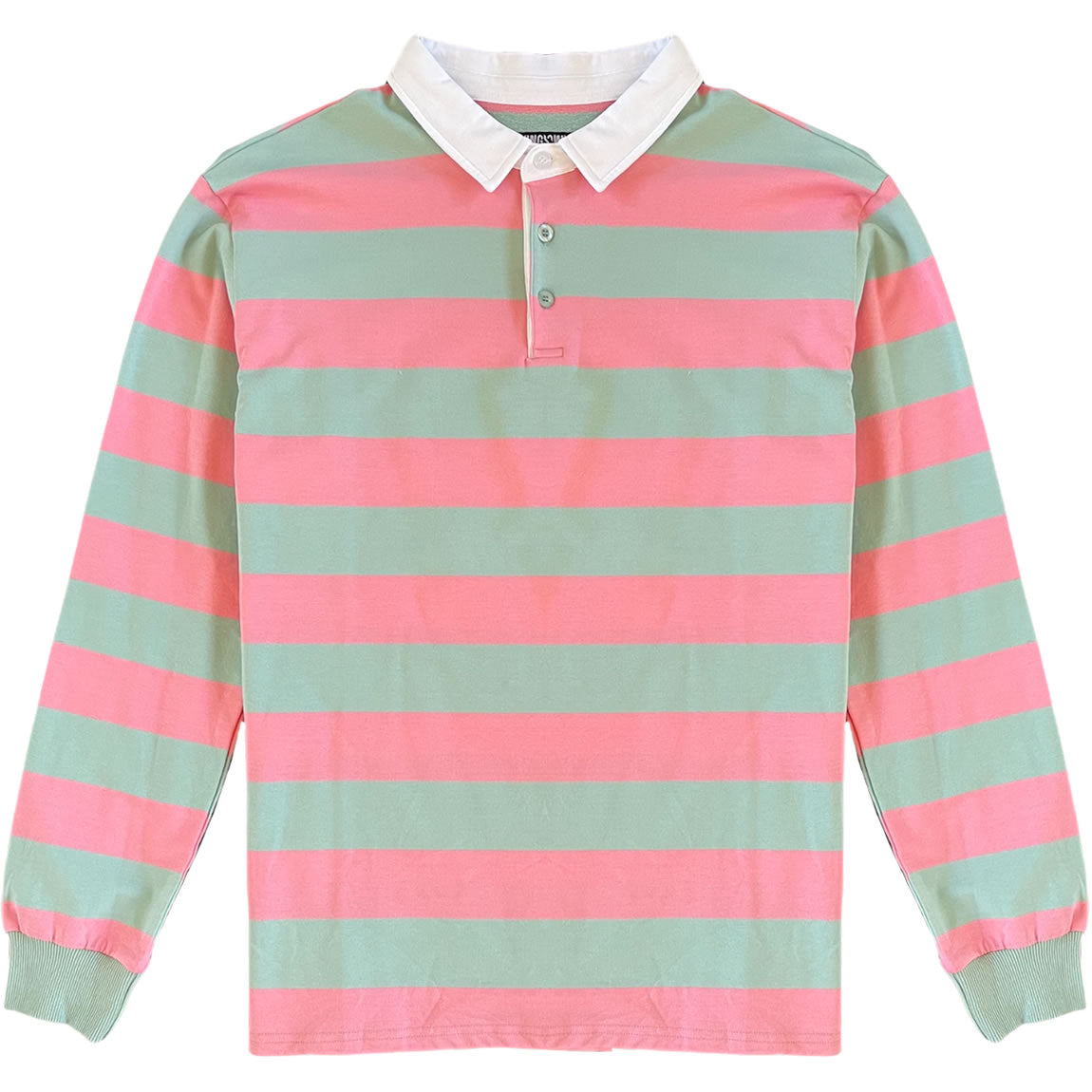 Rijk Opknappen Zwaaien Pastel Pink and Mint Green White Striped Mens Long Sleeve Rugby Shirt –  KINGS OF NY