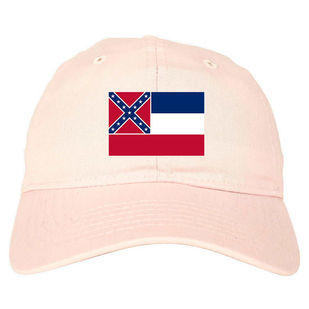 Mississippi State Flag MS Chest Mens Dad Hat Pink