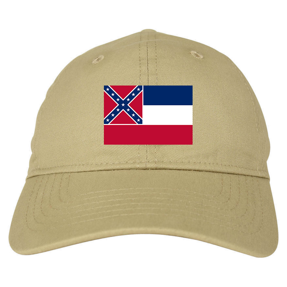 Mississippi State Flag MS Chest Mens Dad Hat Tan