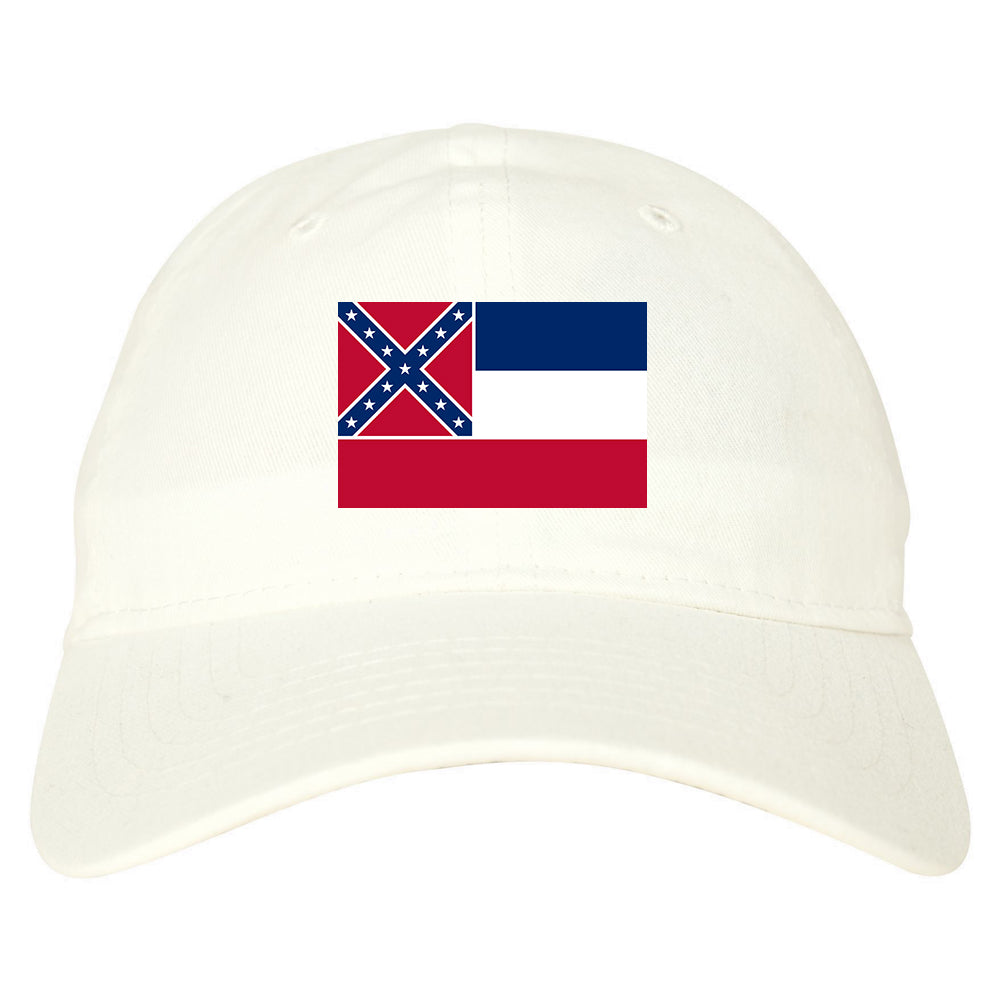 Mississippi State Flag MS Chest Mens Dad Hat White