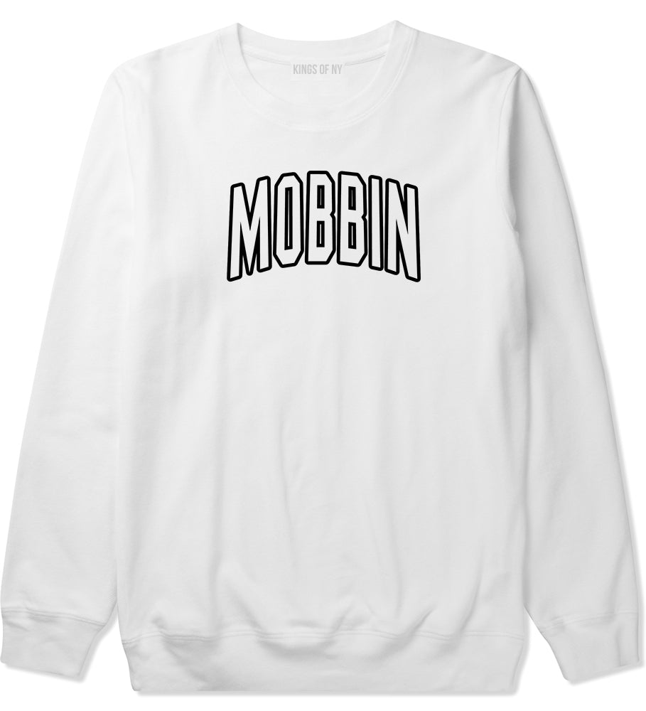 Mobbin Outline Squad Mens Crewneck Sweatshirt White by Kings Of NY