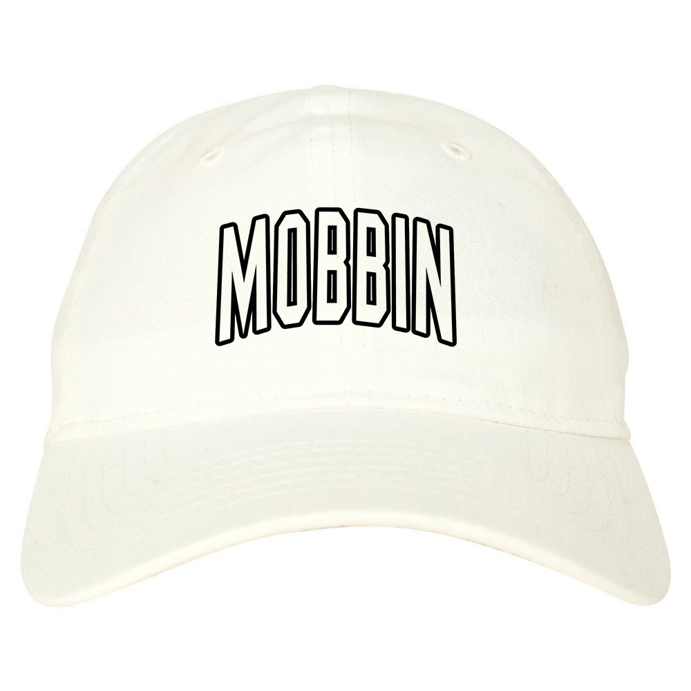 Mobbin Outline Squad Mens Dad Hat Baseball Cap White