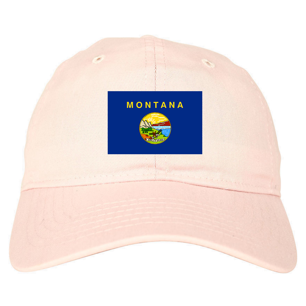 Montana State Flag MT Chest Mens Dad Hat Pink