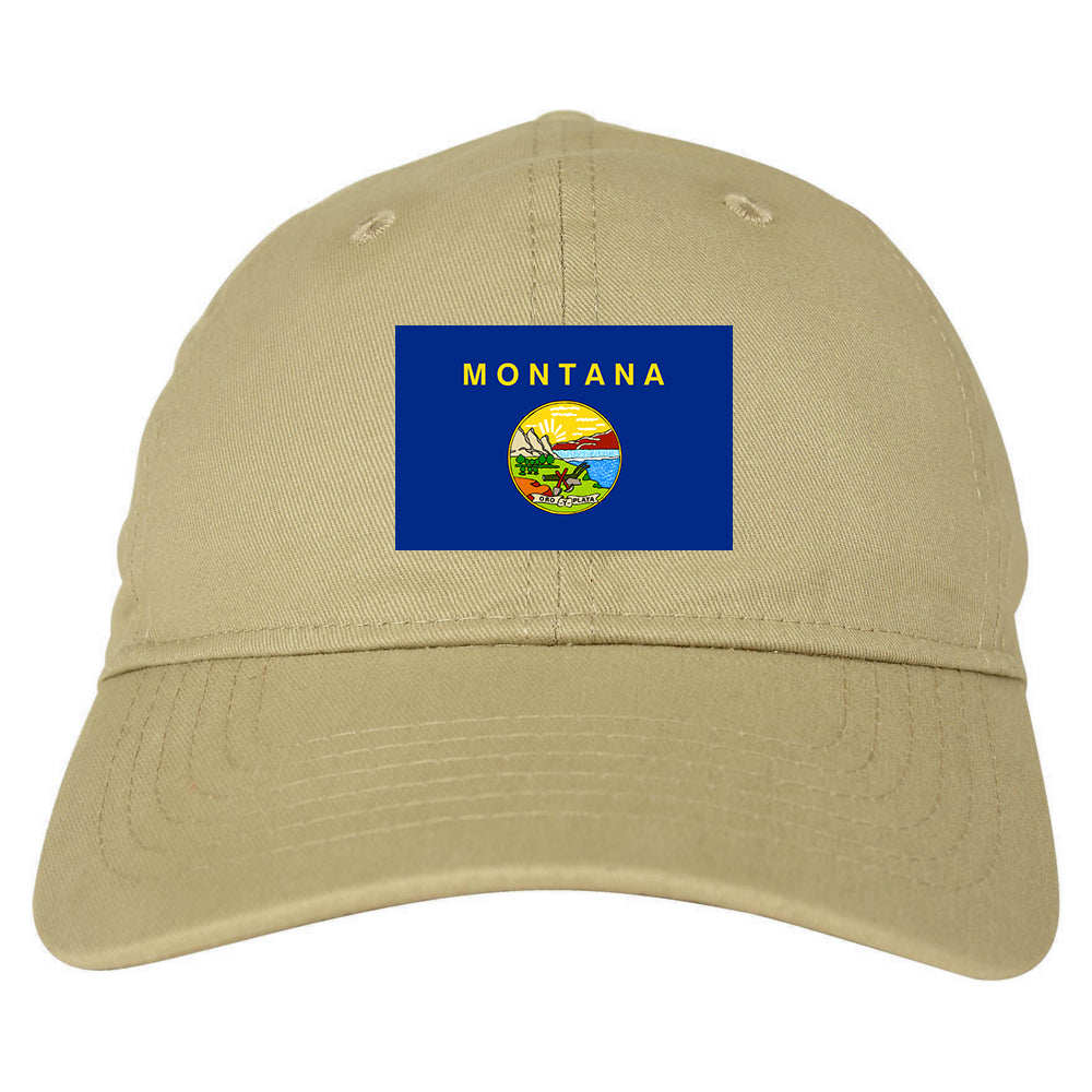 Montana State Flag MT Chest Mens Dad Hat Tan