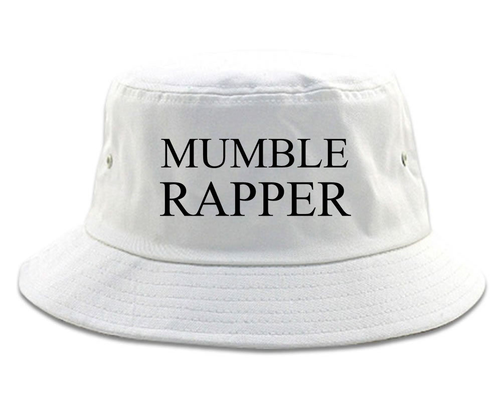 Mumble Rapper Bucket Hat in White