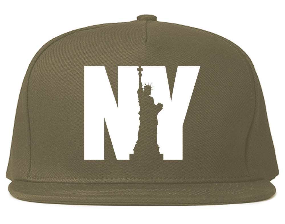 NY Statue Of Liberty Mens Snapback Hat Grey
